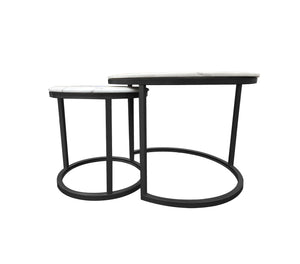 Nesting style Coffee Table - White on Black - 60cm/40cm