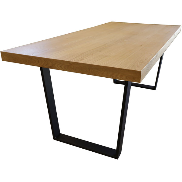 Petunia  Dining Table 180cm Elm Timber Wood Black Metal Leg - Natural