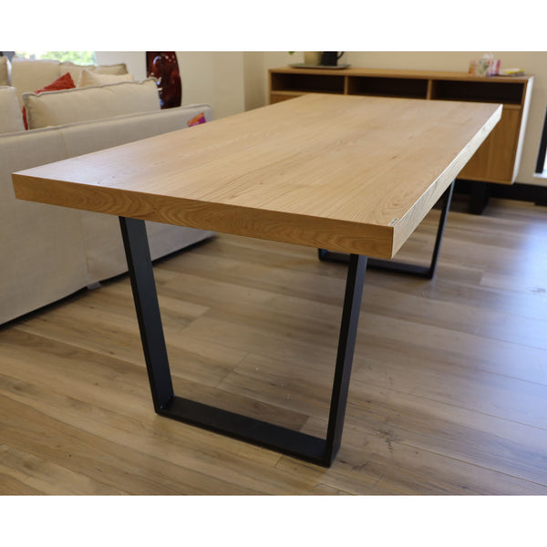 Petunia  Dining Table 210cm Elm Timber Wood Black Metal Leg - Natural