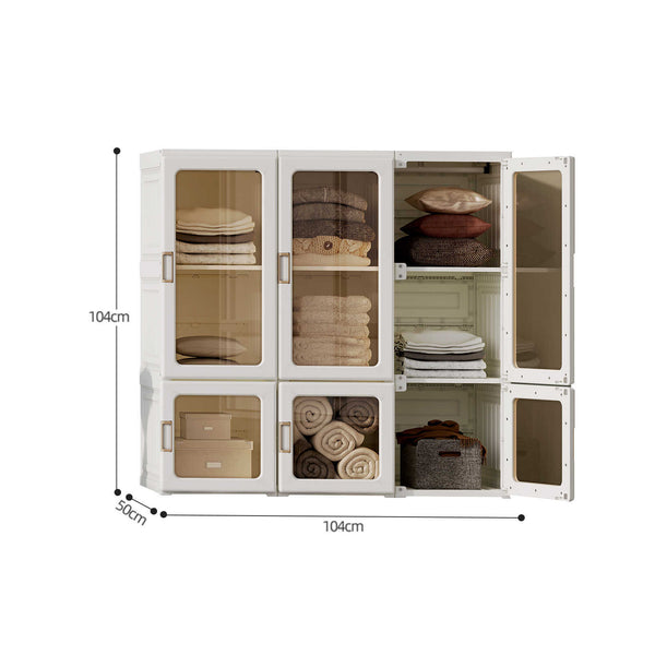 Antbox Cubes Storage Folding Cabinet Wardrobe With 9 Grids&6 Doors &1 Hanger