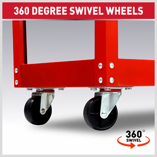 Tool Trolley 3-Tier Workshop Cart Rolling Steel Parts Storage Handyman 150KG Red