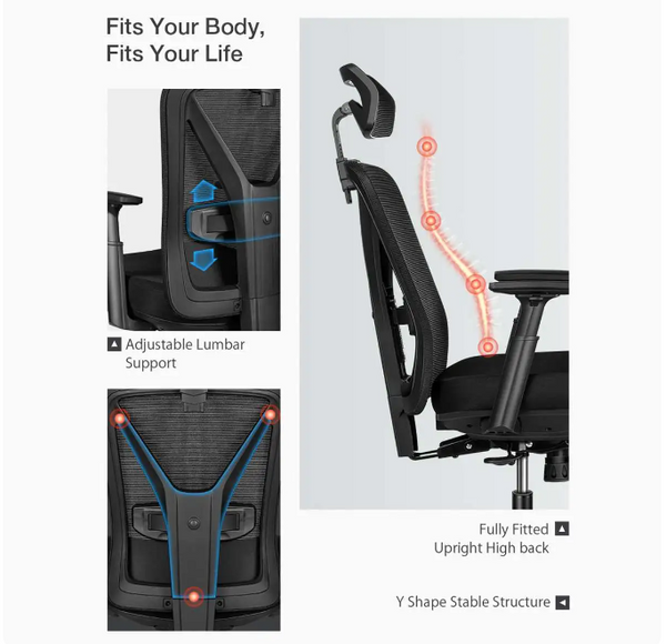 BlitzWolf footrest/headrest/mesh/armrest office gaming chair