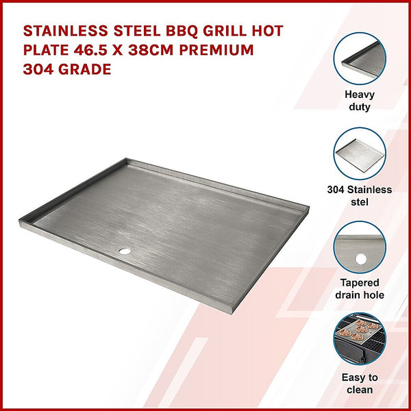 Stainless Steel BBQ Grill Hot Plate 46.5 x 38CM Premium 304 Grade