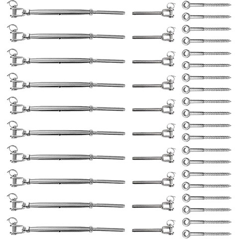 Stainless Steel Wire Rope DIY Balustrade Kit Jaw/Swage Fork Turnbuckle - 10 pack