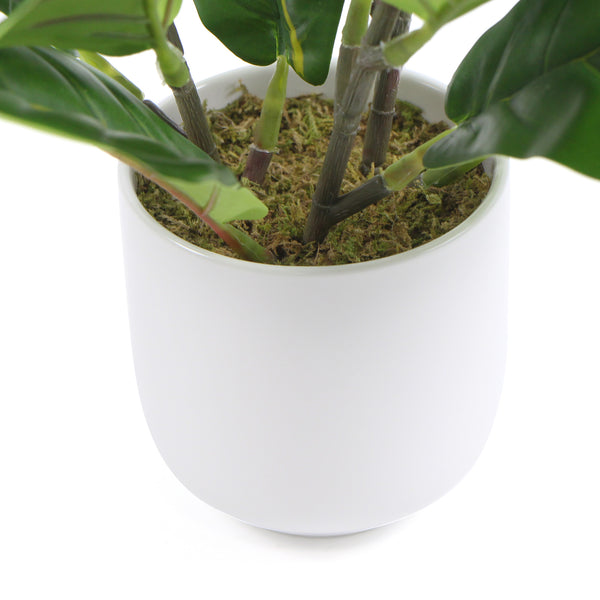 Decorative Potted Dense Artificial Fiddle Leaf Fig In Beautiful Decorative Bowl 37cm
