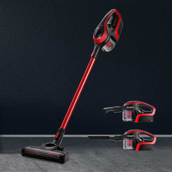 Devanti Cordless Stick Vacuum Cleaner - Black and Red