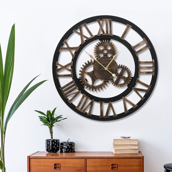 Artiss 60CM Wall Clock Modern Large Vintage Luxury Art Clock Home Decor Black