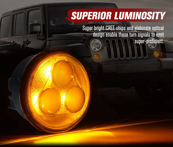 Pair LED Turn Signal Light Smoke Lens for Jeep Wrangler JK 2007-2017 OEM