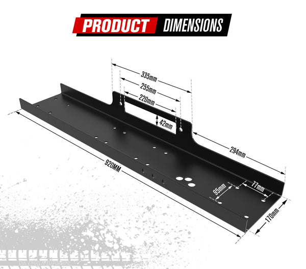 FIERYRED Universal Steel Winch Mount Mounting Plate Cradle Truck 9000lbs -14500lbs